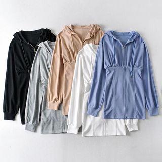 Plain Zip-up Mini Hoodie Dress