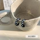 Checker Alloy Open Hoop Earring 1 Pair - Check - Black & White - One Size