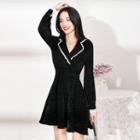 Long-sleeve Collard A-line Dress