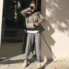 Set: Houndstooth Panel Sweater + Jogger Pants