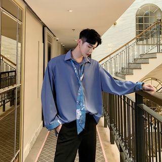 Patchwork Loose-fit Plain Shirt