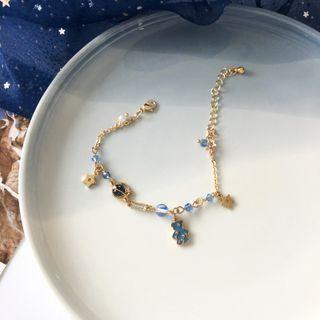 Bear Alloy Bracelet 1 Pc - Bracelet - Bear - Blue & Gold - One Size