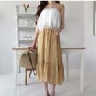 Set: Wide-strap Lace Top + A-line Midi Skirt