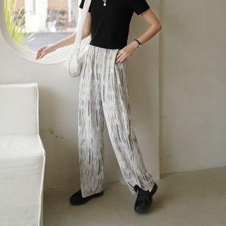 Tie-dye Print Slit Straight Leg Pants