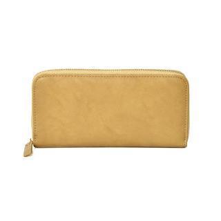 Faux Leather Long Zip Wallet Khaki - One Size