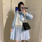Knit Vest / Long-sleeve Mini Shirtdress