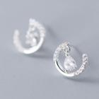 925 Sterling Silver Rhinestone Drop Crescent Earring As Shown In Figure - One Size