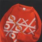 Embroidered Sweater Embroidery - Tangerine - One Size