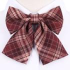 Plaid Ribbon Bow Tie Brown - One Size