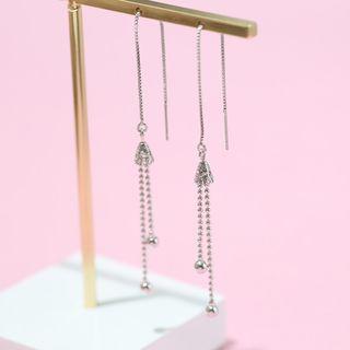 925 Sterling Silver Bell Fringed Earring 1 Pair - Silver - One Size