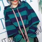 Cropped Color Block Hoodie