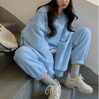 Oversized Plain Pullover / Drawcord Sweatpants