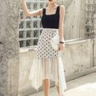 Sleeveless Top / Dotted Mermaid Fitted Skirt / Set