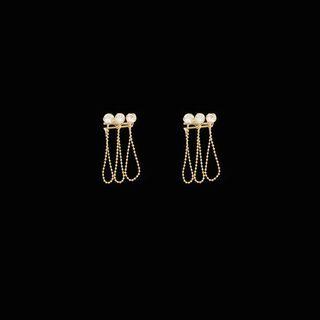 Chained Alloy Swing Earring 1 Pair - Gold - One Size