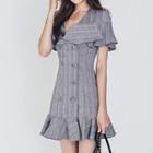 Ruffle Double-breasted A-line Dress
