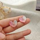 Heart Stud Earring 1 Pair - Pink - One Size