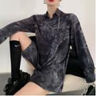 Tie-dye Long-sleeve Loose-fit Shirt As Figure - One Size