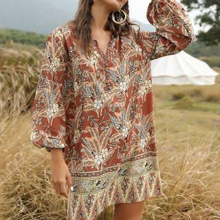 Long Sleeve Loose Fit Bohemian Dress