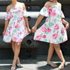 Family Matching Flower Print Short-sleeve A-line Dress
