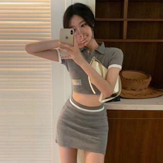 Short-sleeve Polo Shirt / Mini Fitted Skirt