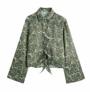 Paisley Print Tie-front Shirt