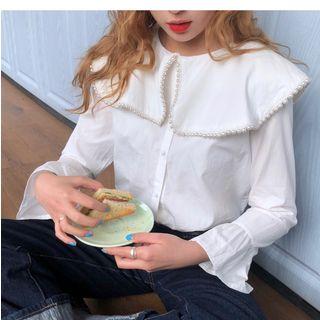 Faux Pearl Trim Shirt