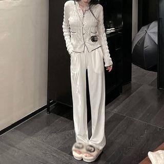 Long-sleeve Button-up Puffy Top