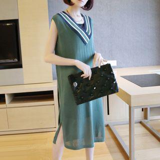 Ribbed V-neck Midi Tank Dress