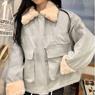 Fluffy Collar Zipped Padded Jacket