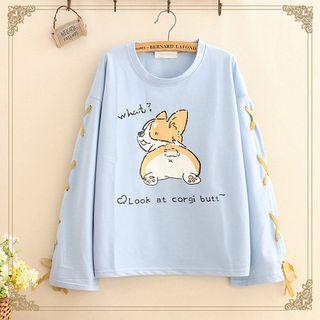 Corgi Print Long-sleeve Sweatshirt