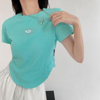 Round-hem Printed Crop T-shirt In 9 Colors