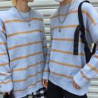 Couple Matching Striped Sweater Gray - One Size