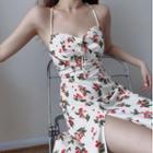 Sleeveless Cherry Print Slim-fit Dress