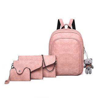 Set: Faux Leather Backpack + Pouch + Wallet