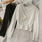 Lace-trim Ribbon Crop T-shirt