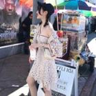Set : Lace Flower Jacket + Lace Flower Off-shoulder One Piece