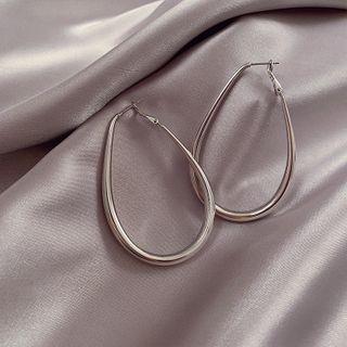 Metal Hoop Earring 1 Pair - Silver - One Size