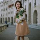 Long-sleeve Floral Print Collared Top