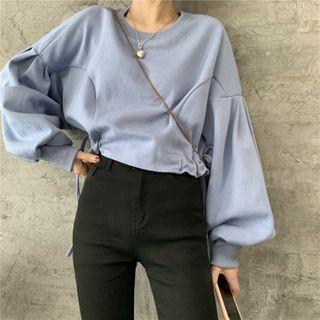 Drawstring-hem Long-sleeve Sweatshirt