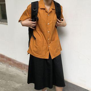 Pocket Detail Short-sleeve Shirt / A-line Skirt