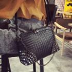 Studded Woven Chain Strap Crossbody Bag
