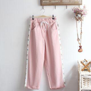 Bear Print Straight-fit Pants