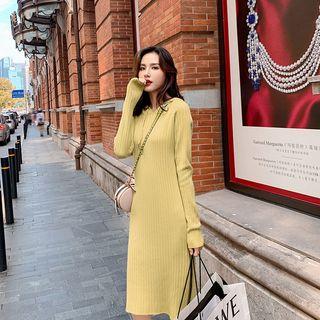 Long-sleeve Knit Hooded Dress