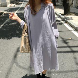 Long-sleeve Loose Fit Dress With Cord