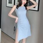 Sleeveless Plain Split Hem Dress