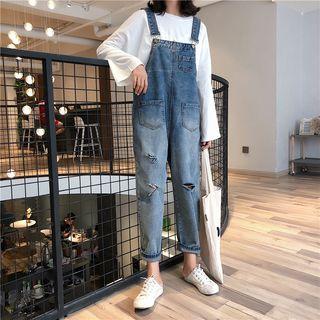 Ripped Back Strap Cropped Jeans