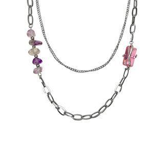 Faux Crystal Stainless Steel Necklace