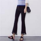 Tasseled Hem Boot Cut Pants