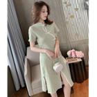 Short-sleeve Ribbed Knitted Qipao