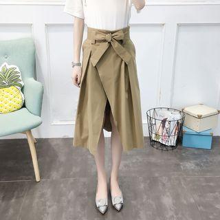 Slit A-line Skirt With Sash